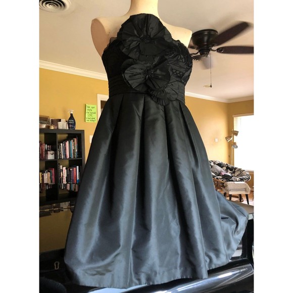 Black Vivienne Tam Silk Taffeta Statement Flower Strapless Cocktail Dress 6 - Picture 4 of 12